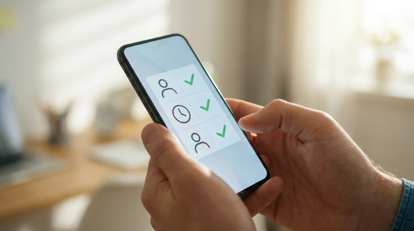 A close-up of a smartphone screen showing a smart lock access log using icons.