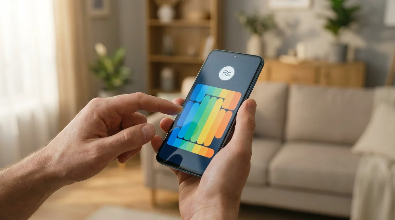 A person uses a smartphone app to adjust their smart thermostat's weekly schedule.