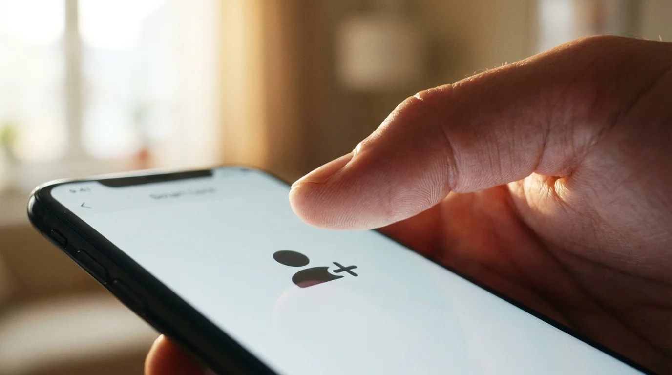 Close-up of a finger tapping a smart lock app on a smartphone screen.